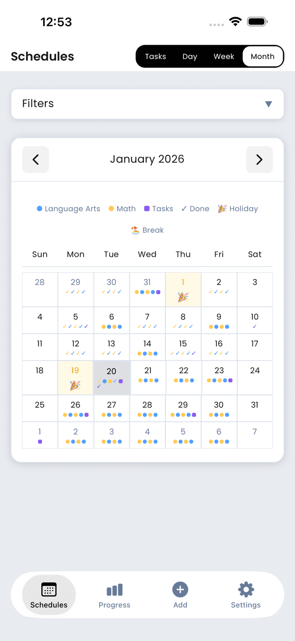 Calendar view showing weekly schedule